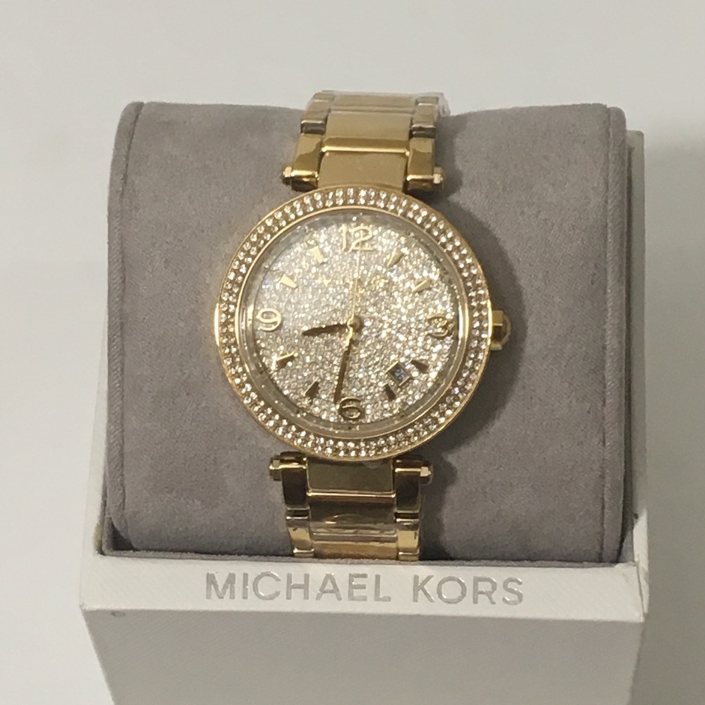 SOLD! Mchael Kors Gold Tone Crystal Watch NWT - Picture 5 of 8